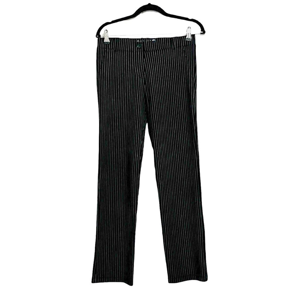 BETABRAND pinstripe black pull-on trousers legging flare slacks pants work - Picture 2 of 6